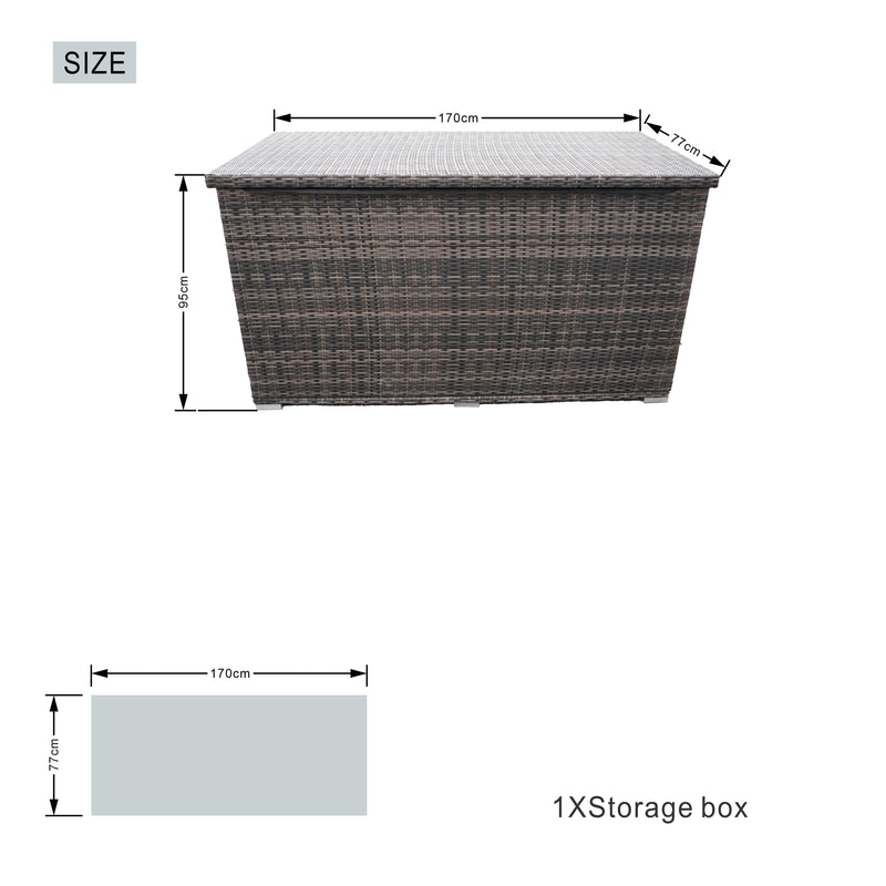 296 Gallons Outdoor Patio Yard Sofa Cushion,Outdoor Storage Deck Box,Cushion Storage Wicker Box Brown,(Aluminum frame)66.93"